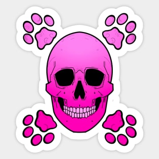 Skull and paw prints Sticker